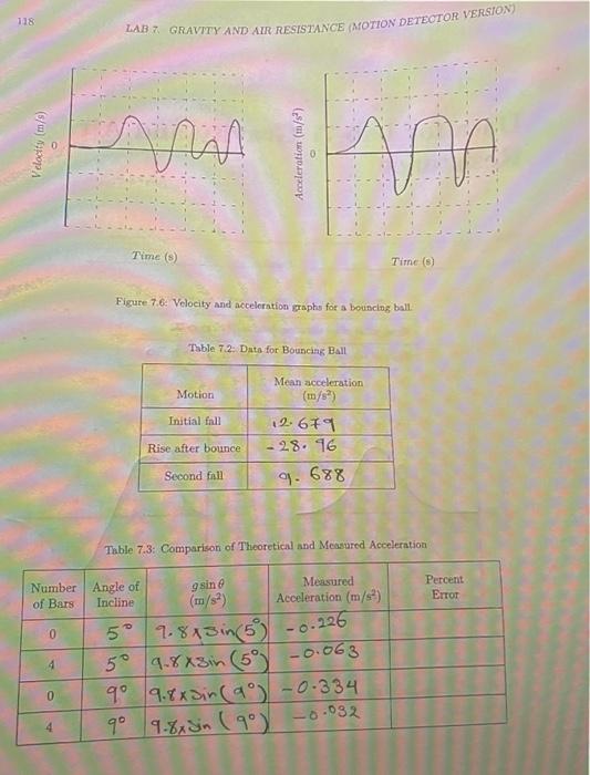 Data For Lab 7 Gravity And Air Resistance Name Date Velocity M S Section Table 7 1 Data For Falling Object S Acceler 2
