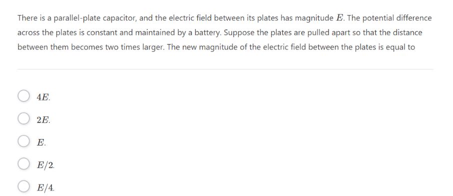 There Is A Parallel Plate Capacitor And The Electric Field Between Its Plates Has Magnitude E The Potential Difference 1