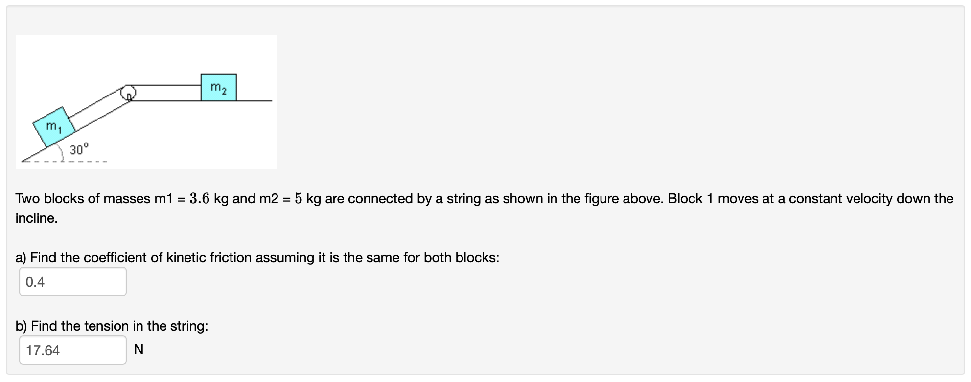 M 30 M Two Blocks Of Masses M1 3 6 Kg And M2 5 Kg Are Connected By A String As Shown In The Figure Above Block 1 1