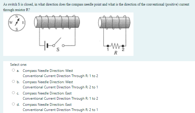 As Switch S Is Closed In What Direction Does The Compass Needle Point And What Is The Direction Of The Conventional Po 1