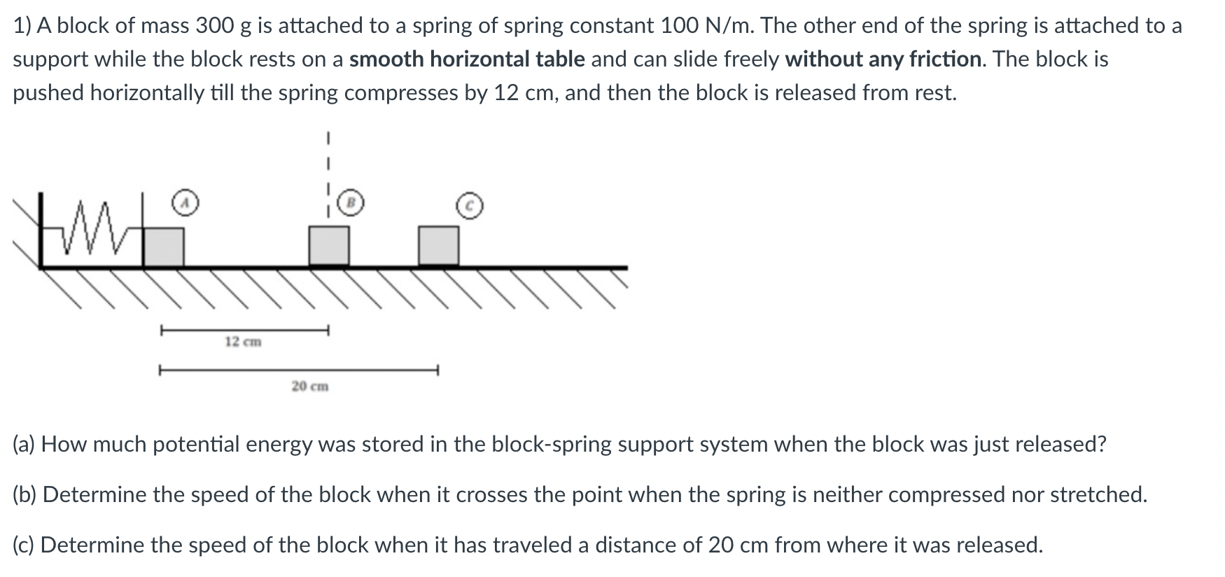 1 A Block Of Mass 300 G Is Attached To A Spring Of Spring Constant 100 N M The Other End Of The Spring Is Attached To 1