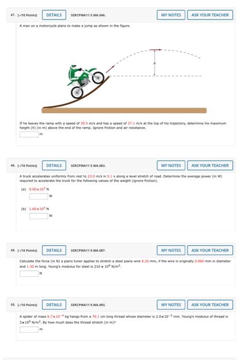 Details Sercpwa11 S Wa 046 A Man On A Motorcycle Plans To Make A Jump As Shown In The Figure 47 10 Points If He L 1