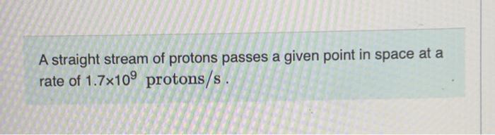 A Straight Stream Of Protons Passes A Given Point In Space At A Rate Of 1 7x109 Protons S Part A What Magnetic Field 1