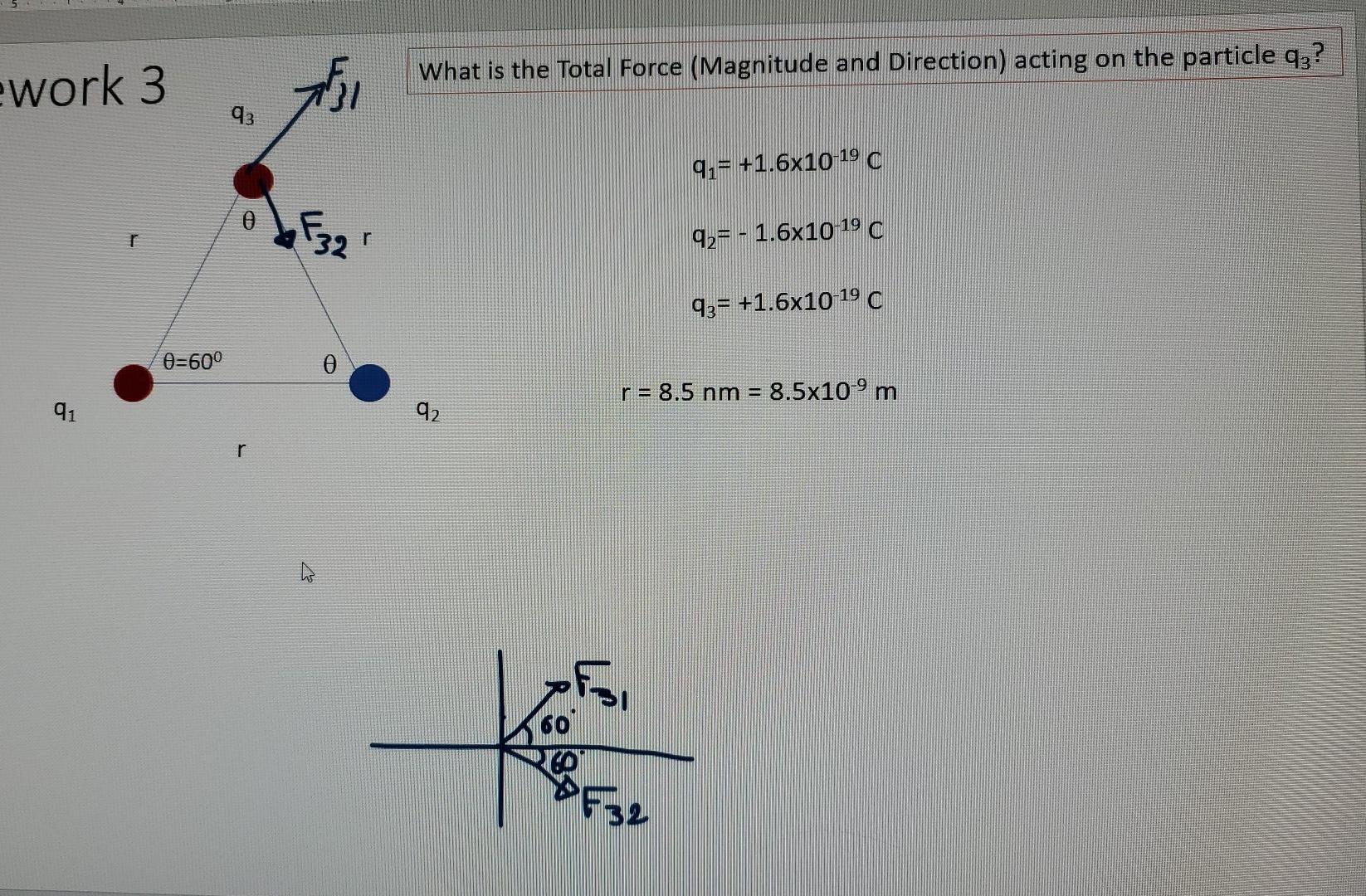 Work 3 91 R 0 60 93 0 F32 R 0 R What Is The Total Force Magnitude And Direction Acting On The Particle Q3 92 R 8 5 1