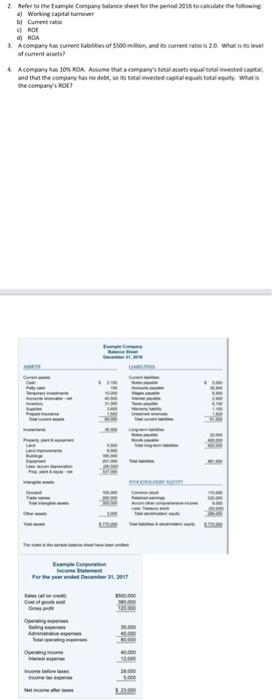 Roa 2 Refer To The Company For The 2016 Calculate The Working At The Current Noe Acompany Has Rentable Of Concret20 1