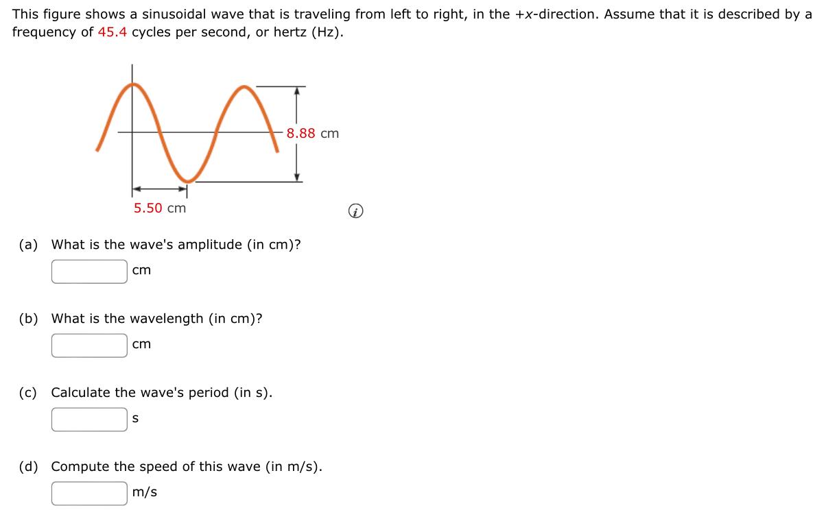 This Figure Shows A Sinusoidal Wave That Is Traveling From Left To Right In The X Direction Assume That It Is Describ 1