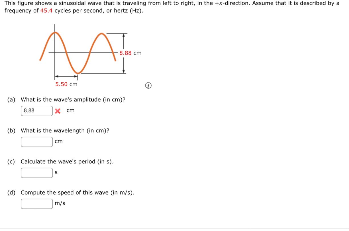 This Figure Shows A Sinusoidal Wave That Is Traveling From Left To Right In The X Direction Assume That It Is Describ 1