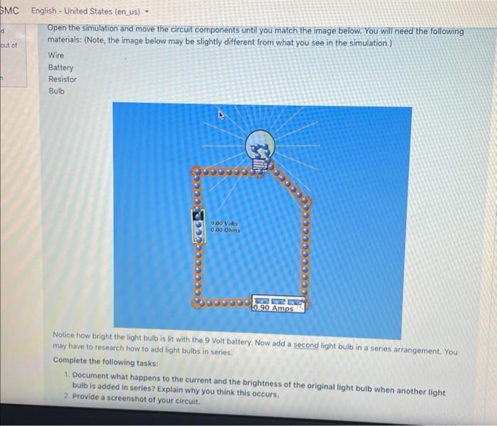 Gmc English United States En Us D Out Of Open The Simulation And Move The Circuit Components Until You Match The I 1