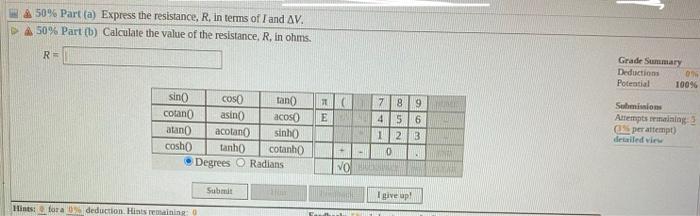 14 Problem 3 A Current Of 1 2 3 A Flows Through A Resistor The Potential Difference Across The Resistor Is Measure 2