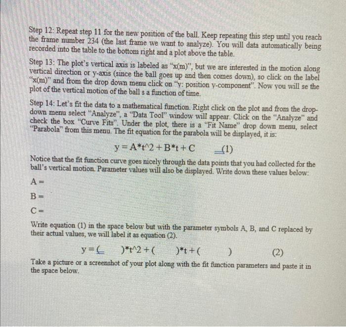 Name Acceleration Due To Earth S Gravity Step 1 Download The Video Clip Ball Toss Up Posted On Ecampus Along With Th 3