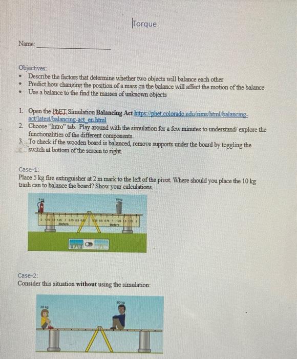 Name Objectives Describe The Factors That Determine Whether Two Objects Will Balance Each Other Predict How Changing 1