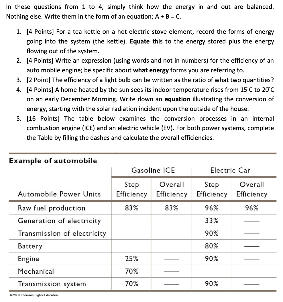 In These Questions From 1 To 4 Simply Think How The Energy In And Out Are Balanced Nothing Else Write Them In The For 1