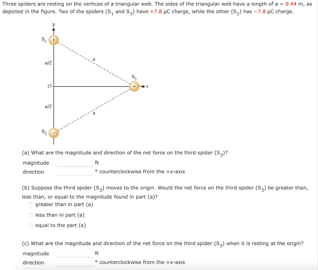 Three Spiders Are Resting On The Vertices Of A Triangular Web The Sides Of The Triangular Web Have A Length Of A 0 44 1