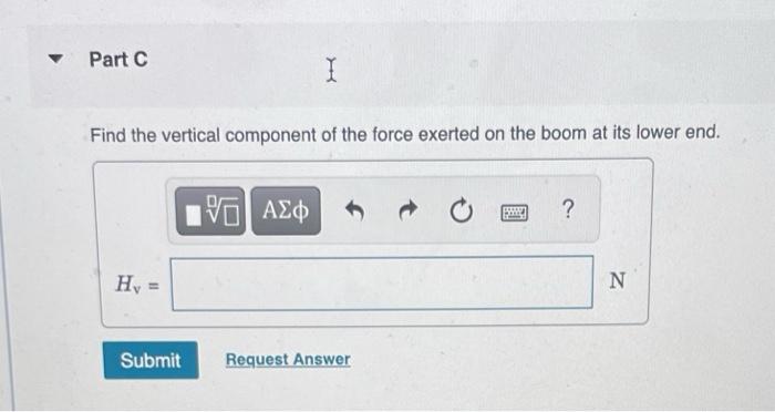 The Boom In The Figure Below Eigure 1 Weighs 2100 N And Is Attached To A Frictionless Pivot At Its Lower End It Is No 2