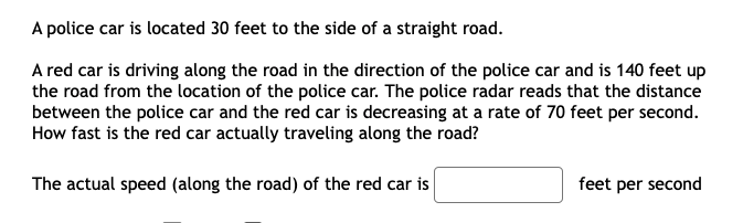 A Police Car Is Located 30 Feet To The Side Of A Straight Road A Red Car Is Driving Along The Road In The Direction Of 1
