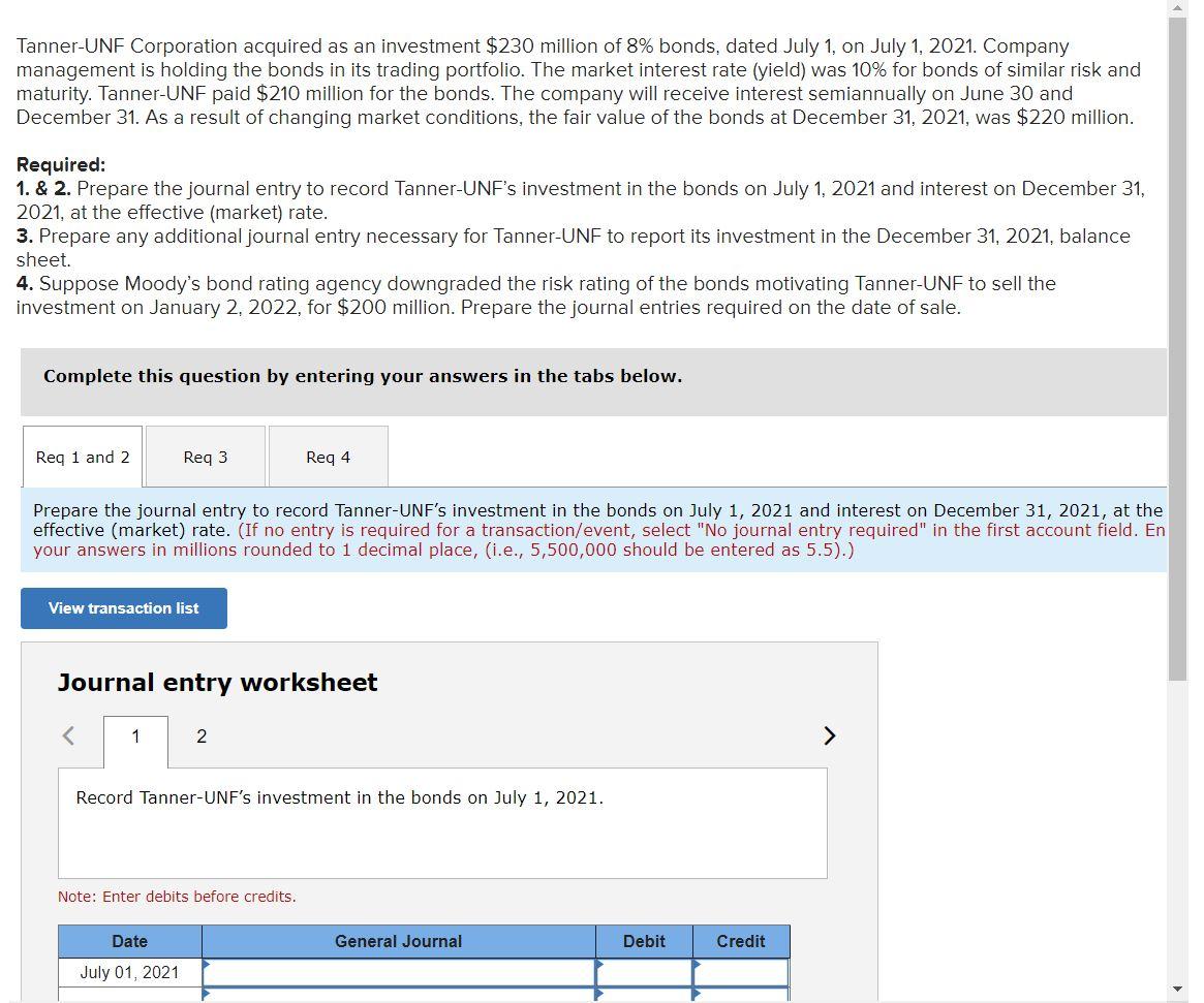 Tanner Unf Corporation Acquired As An Investment 230 Million Of 8 Bonds Dated July 1 On July 1 2021 Company Manage 1