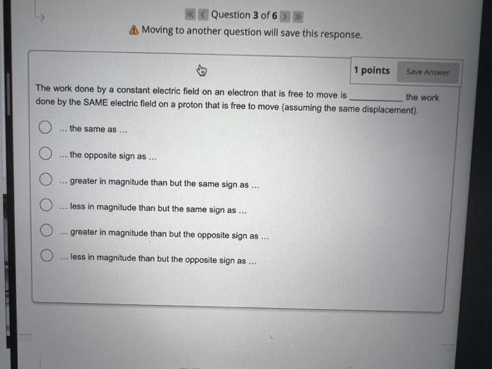 1 Points Save Answer Given The Equipotential Regions A B And C If An Electron Is Placed At B Where Will It Most Like 2