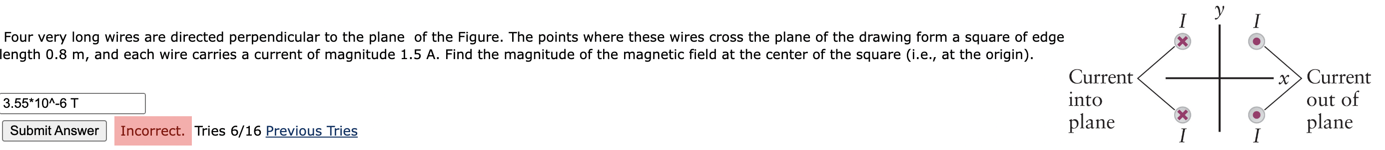 Four Very Long Wires Are Directed Perpendicular To The Plane Of The Figure The Points Where These Wires Cross The Plane 1