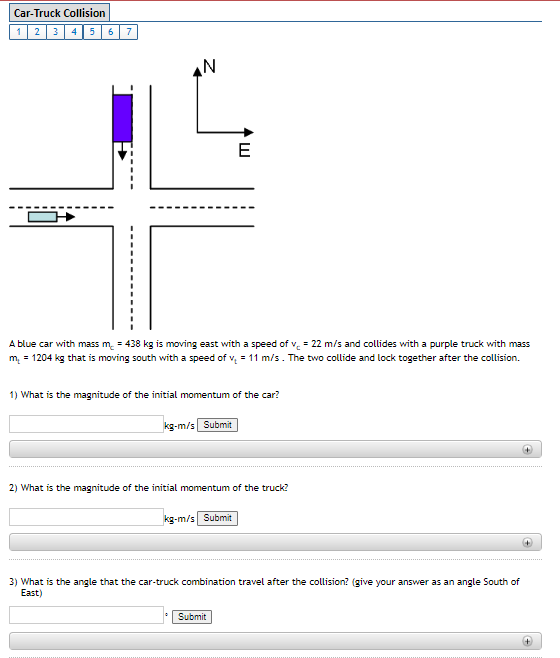 Car Truck Collision 123456 7 N A Blue Car With Mass M 438 Kg Is Moving East With A Speed Of V 22 M S And Collides Wi 1