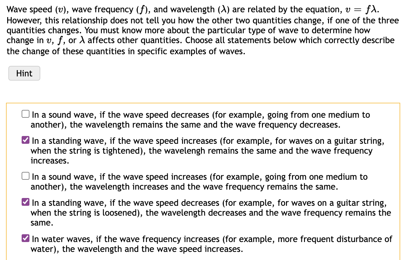 Wave Speed V Wave Frequency F And Wavelength A Are Related By The Equation V Fx However This Relationship D 1