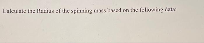 Calculate The Radius Of The Spinning Mass Based On The Following Data Force N 1 6 1 4 1 2 1 0 0 8 0 6 0 4 0 2 0 0 0 1