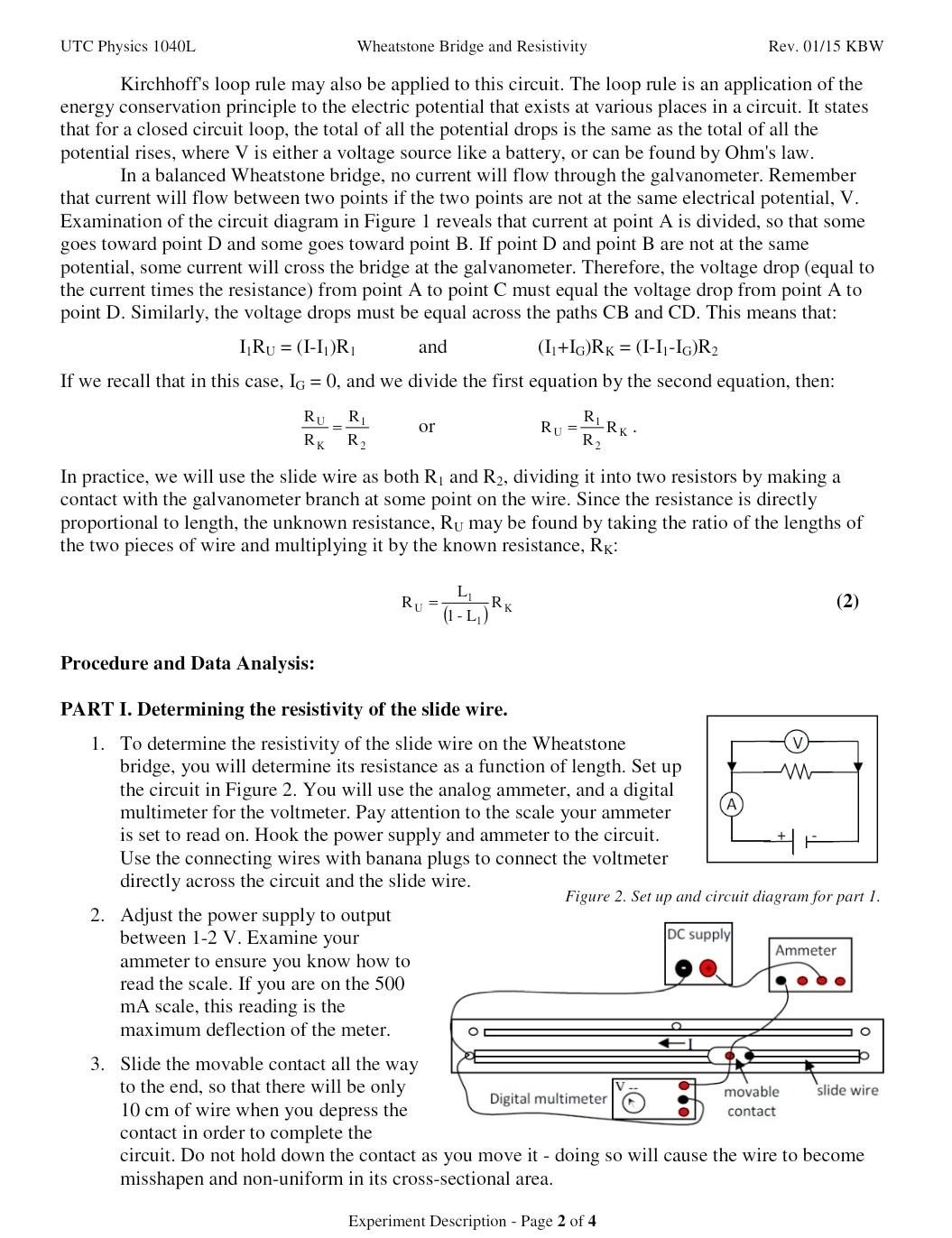 Section Partner S The Wheatstone Bridge And Resistivity The Goals Of Experiment Theoretical Background Student Circui 4