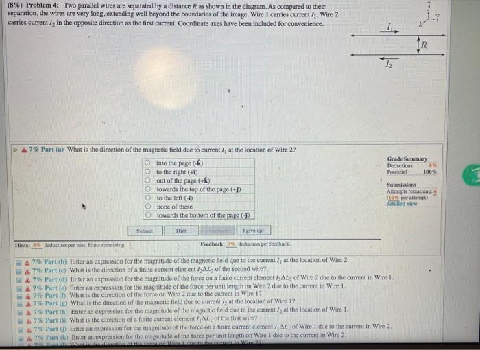 8 Problem 4 Two Parallel Wires Are Separated By A Distance R As Shown In The Diagram As Compared To Their Separatio 1
