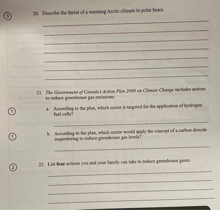 3 1 20 Describe The Threat Of A Warming Arctic Climate To Polar Bears 21 The Government Of Canada S Action Plan 2 1
