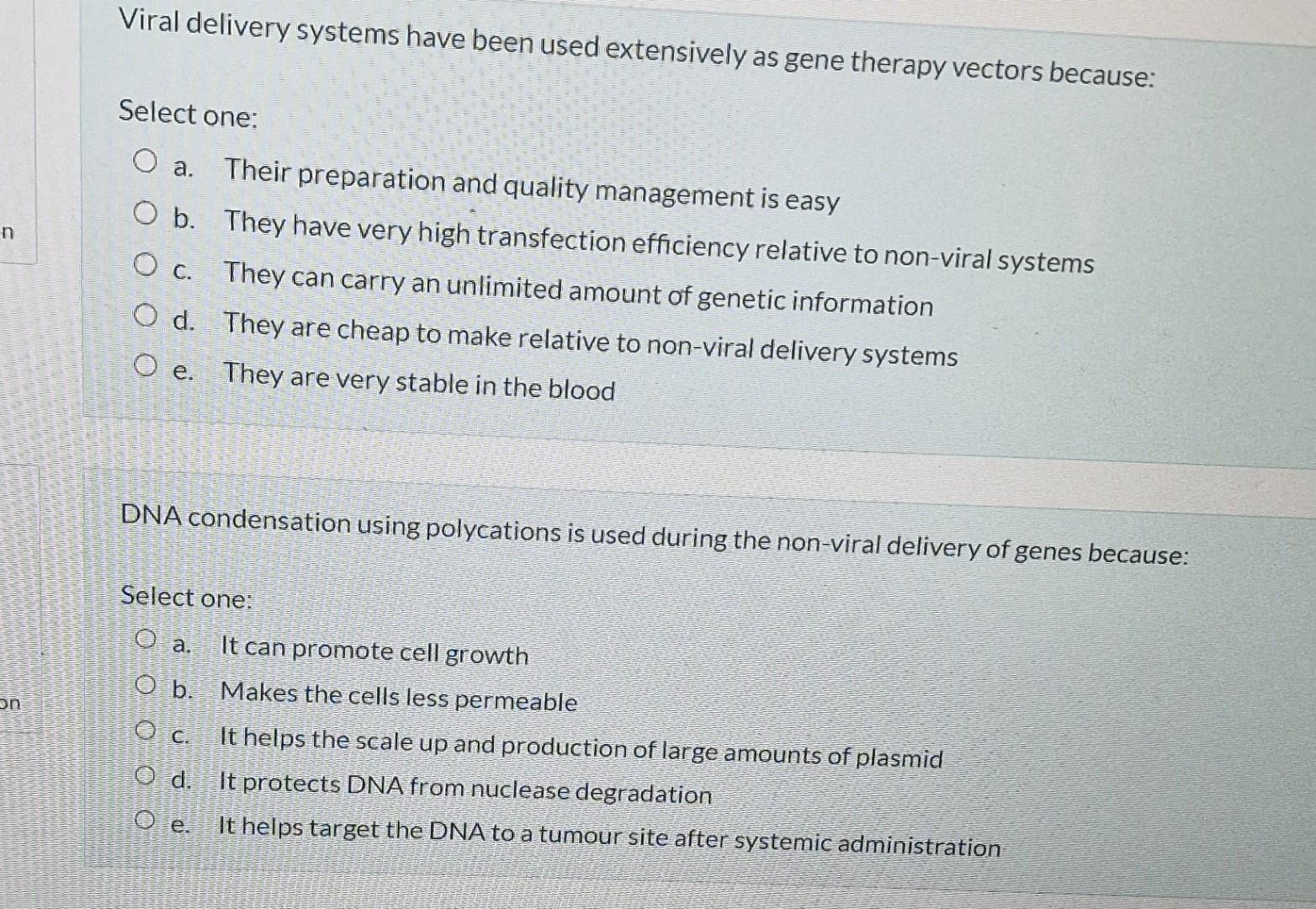 N Viral Delivery Systems Have Been Used Extensively As Gene Therapy Vectors Because Select One O A Their Preparation 1