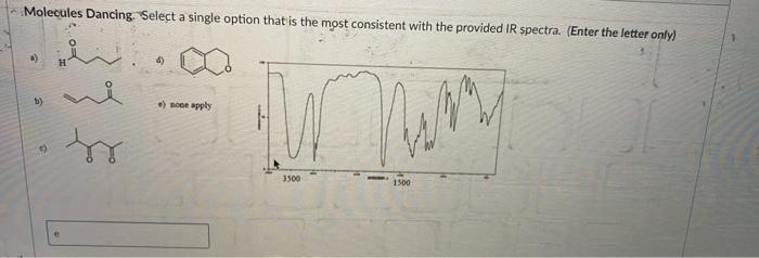 Molecules Dancing Select A Single Option That Is The Most Consistent With The Provided Ir Spectra Enter The Letter On 1