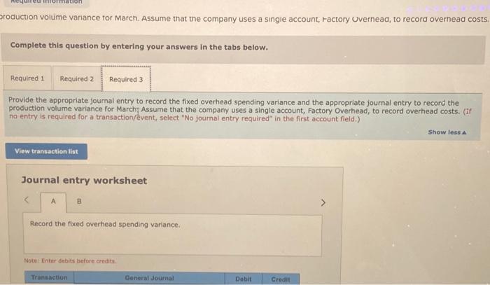Required Information The Following Information Applies To The Questions Displayed Below The Platter Valley Factory Of 4