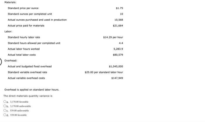 942 Units 1 026 Units 1 75 10 The Following Data Are Given For Stringer Company Budgeted Production Actual Production 2