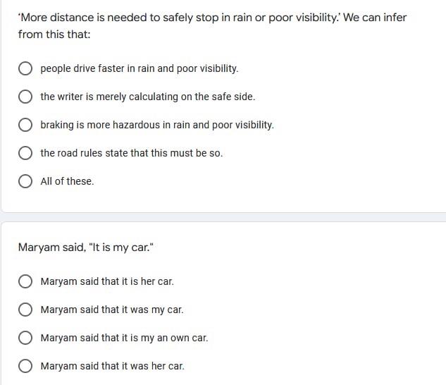 More Distance Is Needed To Safely Stop In Rain Or Poor Visibility We Can Infer From This That People Drive Faster In 1