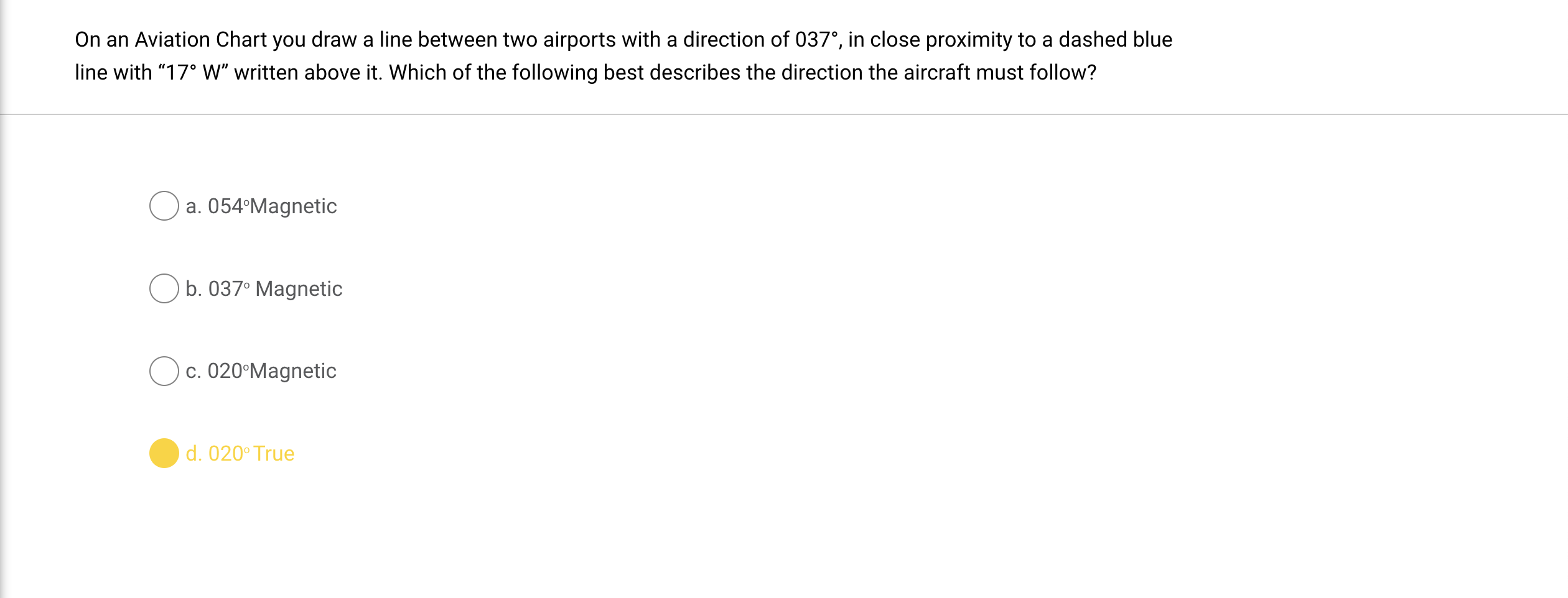 On An Aviation Chart You Draw A Line Between Two Airports With A Direction Of 037 In Close Proximity To A Dashed Blue 1