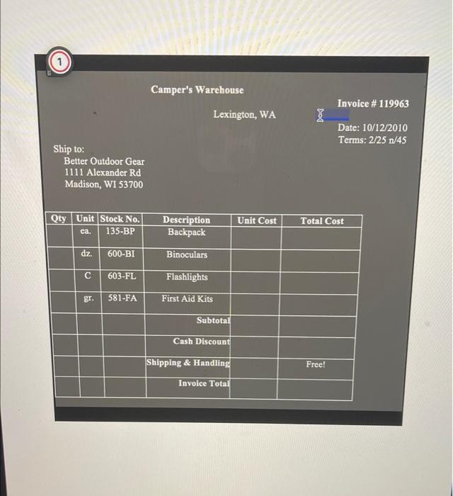 Part C Complete The Invoices For Each Supplier See The Last Page For Invoice Templates To Fill Out Follow The Steps B 3