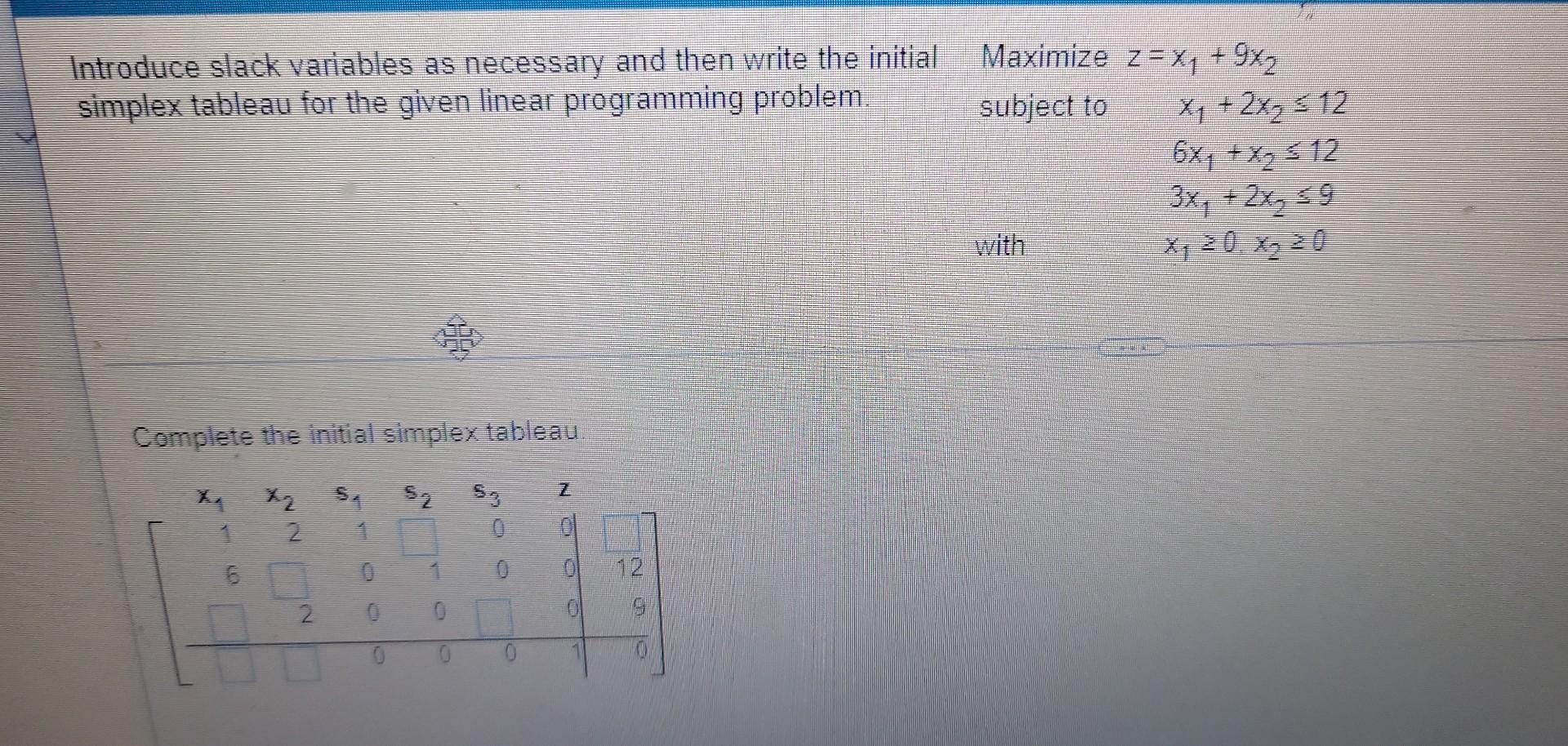 Introduce Slack Variables As Necessary And Then Write The Initial Simplex Tableau For The Given Linear Programming Probl 1