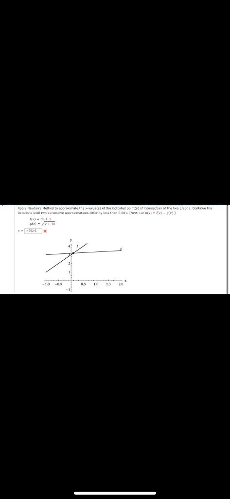 Apply Newton S Method To Approximate The X Value S Of The Indicated Point S Of Intersection Of The Two Graphs Continu 1