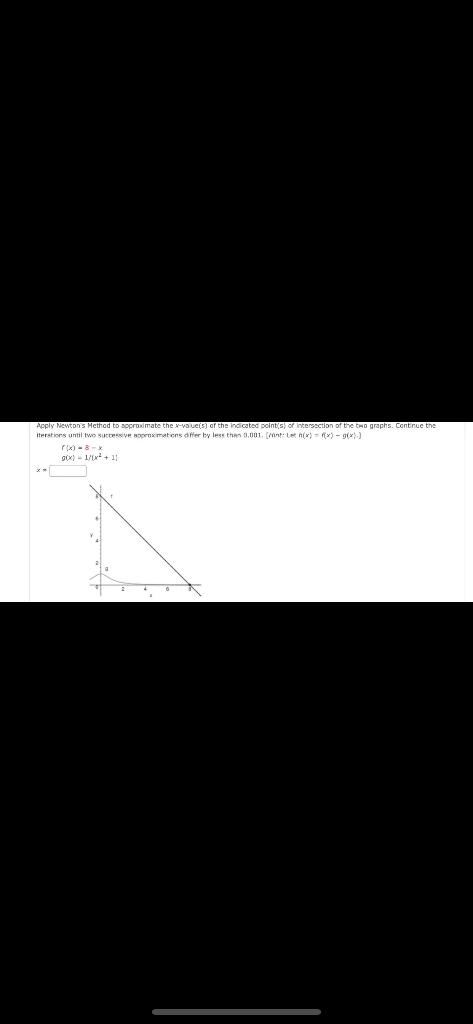 Apply Newton S Method To Approximate The X Value S Of The Indicated Point S Of Intersection Of The Two Graphs Continu 1