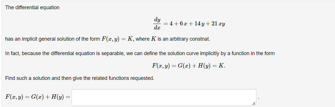 The Differential Equation Dy Dx Has An Implicit General Solution Of The Form F X Y K Where K Is An Arbitrary Constn 1