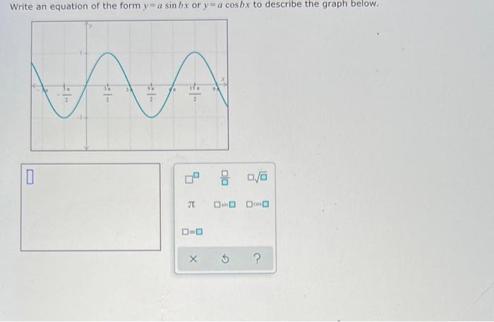 Write An Equation Of The Form Ya Sin Bx Or Y A Cosbx To Describe The Graph Below Maa 0 Ju Dio X 20 0 S 1