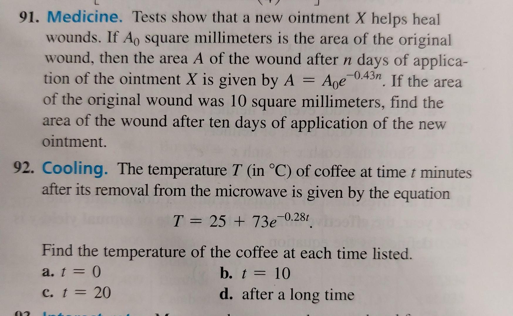 91 Medicine Tests Show That A New Ointment X Helps Heal Wounds If Ao Square Millimeters Is The Area Of The Original W 1