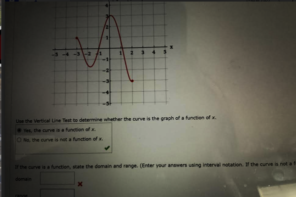 5 4 3 2 Range 1 2 X 1 1 2 3 4 1 Use The Vertical Line Test To Determine Whether The Curve Is The Graph Of A Functio 1