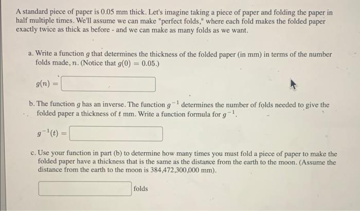 A Standard Piece Of Paper Is 0 05 Mm Thick Let S Imagine Taking A Piece Of Paper And Folding The Paper In Half Multiple 1