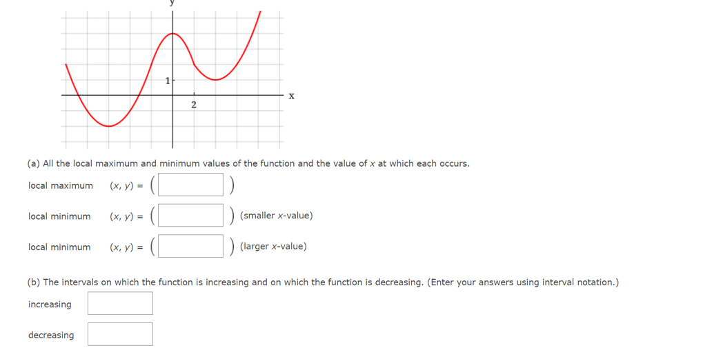 N 2 A All The Local Maximum And Minimum Values Of The Function And The Value Of X At Which Each Occurs Local Maximum 1