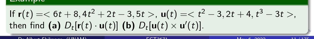 If R T 6t 8 4t 2t 3 5t U T T 3 2t 4 T 3t Then Find A Dt R T U T B Dt U T U 1