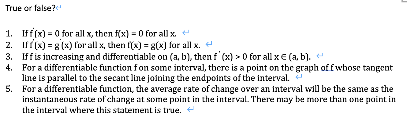 True Or False 1 If F X 0 For All X Then F X 0 For All X 2 If F X G X For All X Then F X G X For 1