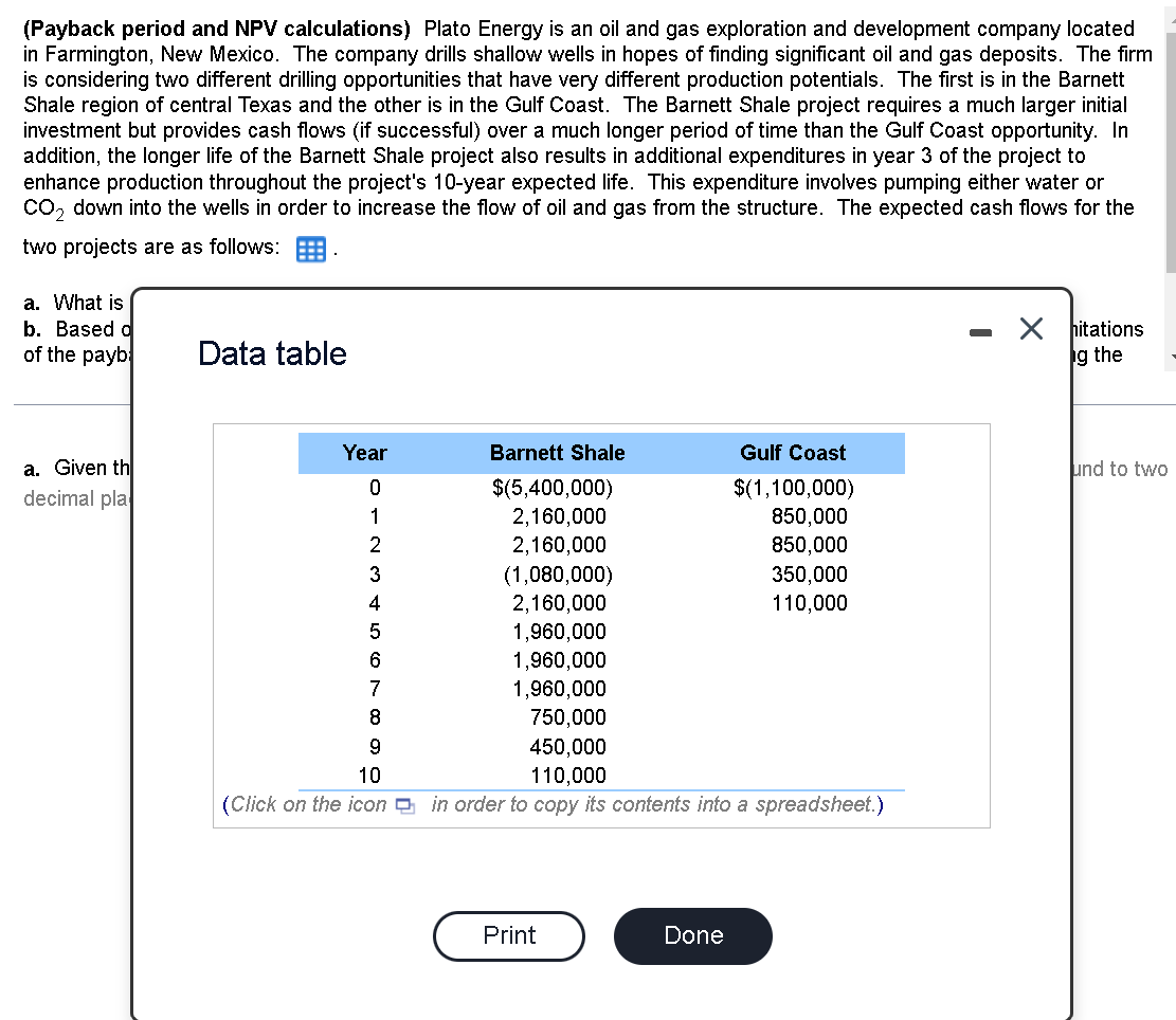 Payback Period And Npv Calculations Plato Energy Is An Oil And Gas Exploration And Development Company Located In Farm 1
