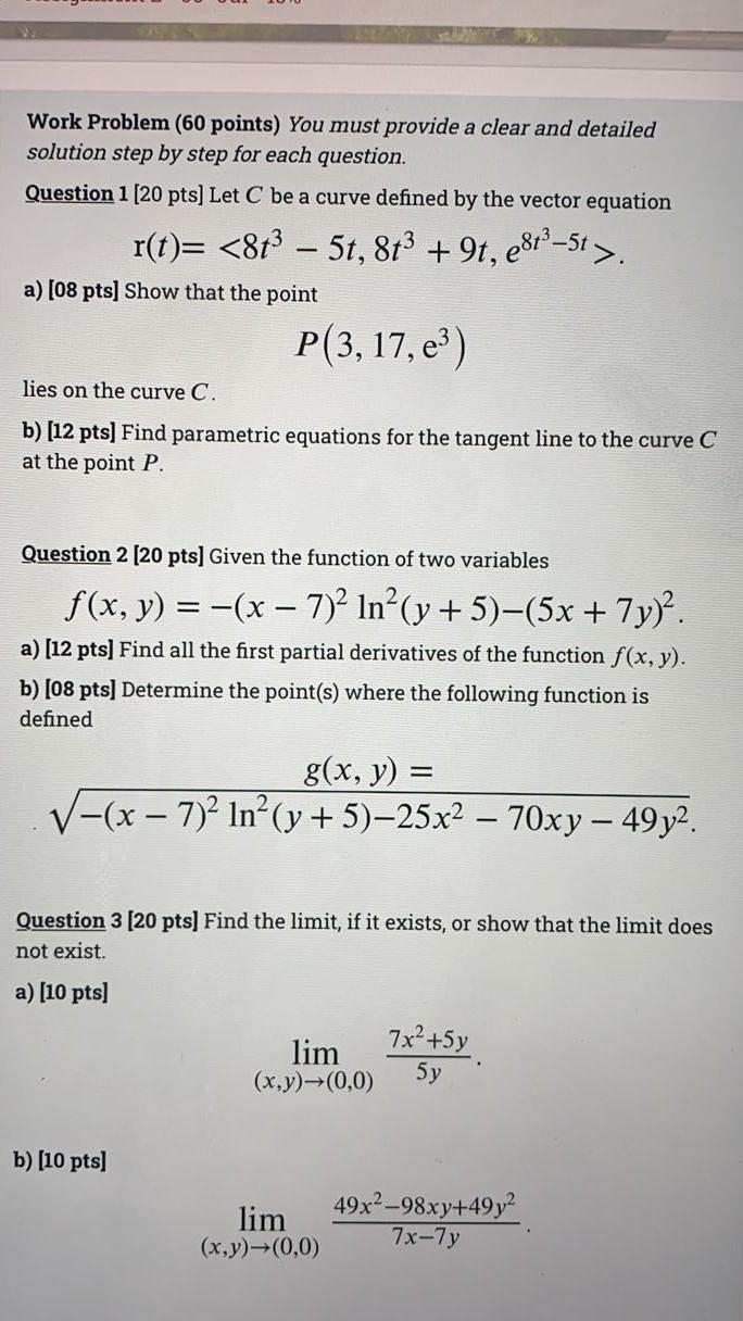 Answer All Questions By Showing The Working Completely 1