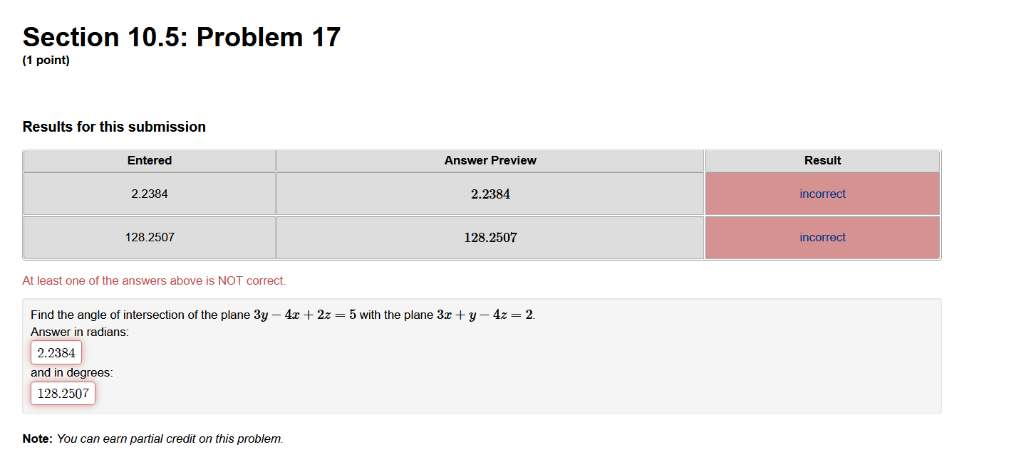 Section 10 5 Problem 17 1 Point Results For This Submission Entered 2 2384 2 2384 And In Degrees 128 2507 128 2507 A 1