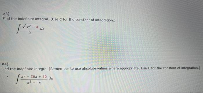 1 Find The Indefinite Integral Use C For The Constant Of Integration X Cos X Cos 2x Dx 2 Find The Indefinite Inte 2